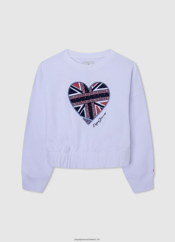 Pullover mit Herz-Print Mädchen Pepe Jeans Weiss 84XH6T1411