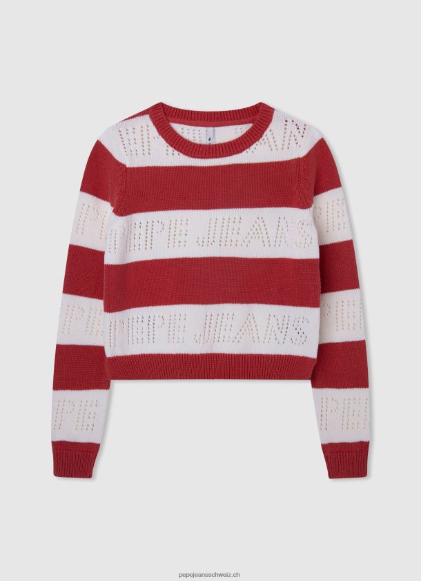 gestreifter Baumwolljersey Mädchen Pepe Jeans studiorot 84XH6T1402