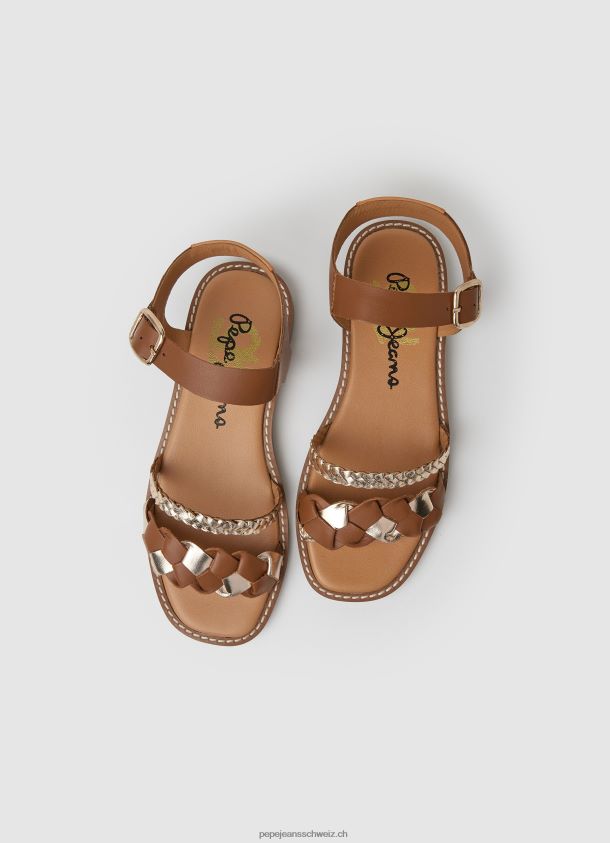 Irma geflochtene Ledersandalen Mädchen Pepe Jeans bräunen 84XH6T1337