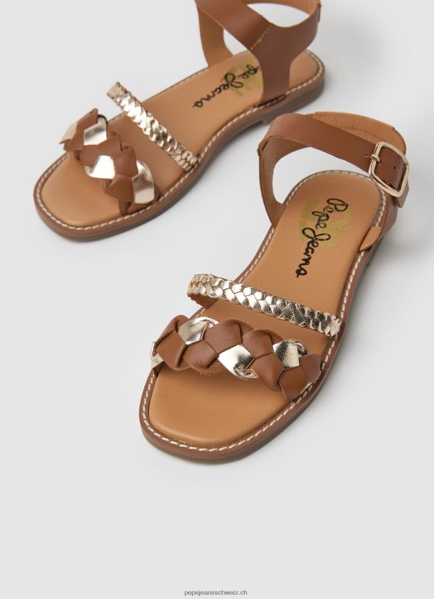 Irma geflochtene Ledersandalen Mädchen Pepe Jeans bräunen 84XH6T1337