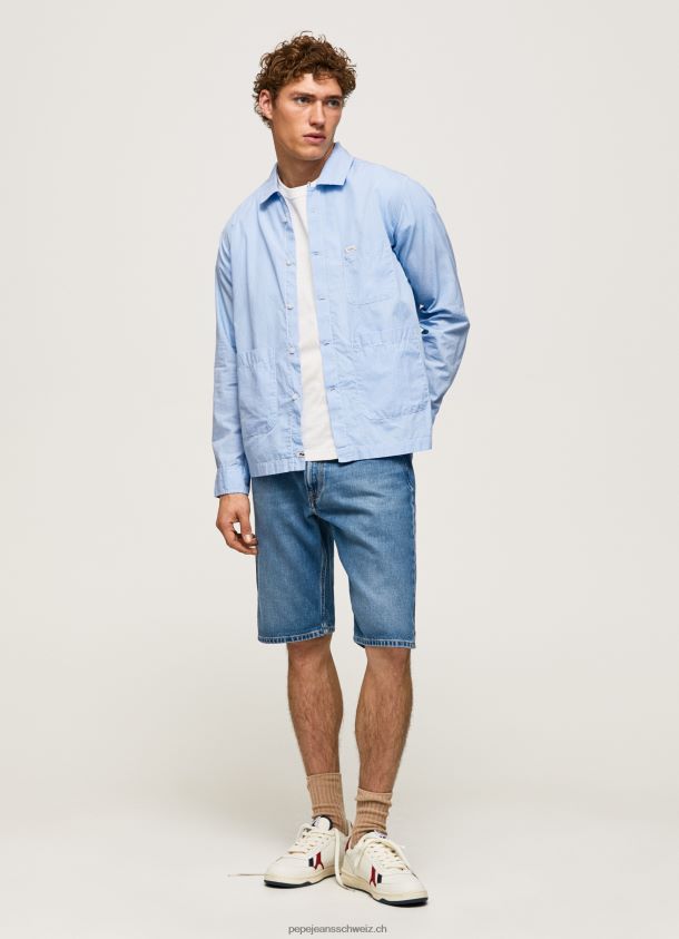 Lambert Fil a Fil Hemd mit gerader Passform Männer Pepe Jeans blau bleichen 84XH6T1030
