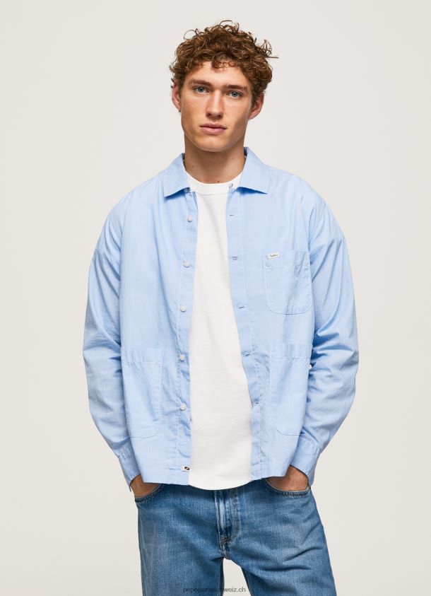 Lambert Fil a Fil Hemd mit gerader Passform Männer Pepe Jeans blau bleichen 84XH6T1030
