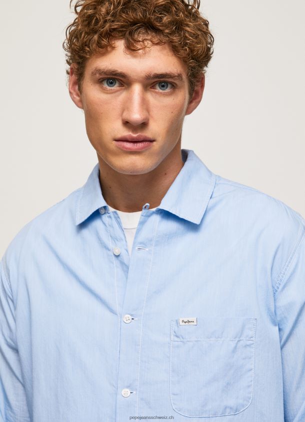 Lambert Fil a Fil Hemd mit gerader Passform Männer Pepe Jeans blau bleichen 84XH6T1030