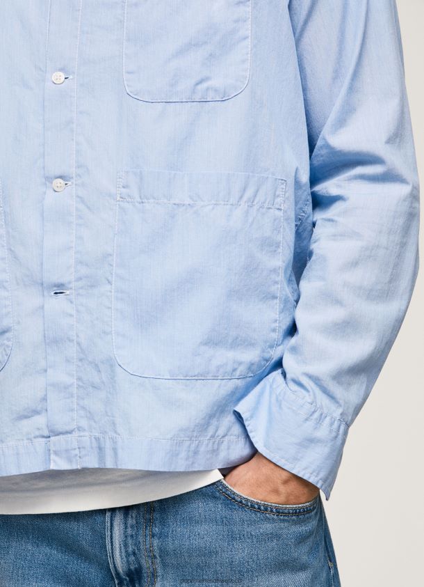 Lambert Fil a Fil Hemd mit gerader Passform Männer Pepe Jeans blau bleichen 84XH6T1030