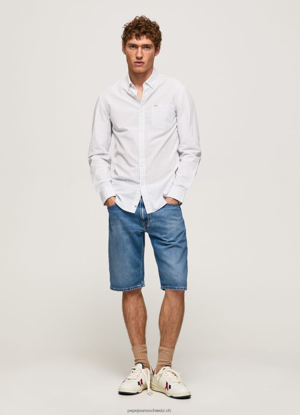 Larry schmal geschnittenes Popeline-Hemd Männer Pepe Jeans blau bleichen 84XH6T1028