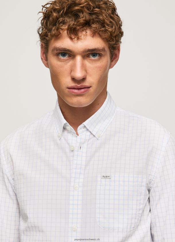 Larry schmal geschnittenes Popeline-Hemd Männer Pepe Jeans blau bleichen 84XH6T1028