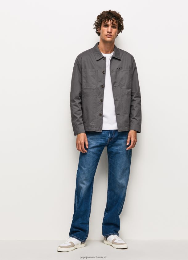 Locker geschnittenes Twill-Überhemd Männer Pepe Jeans schwarz gewaschen 84XH6T1047