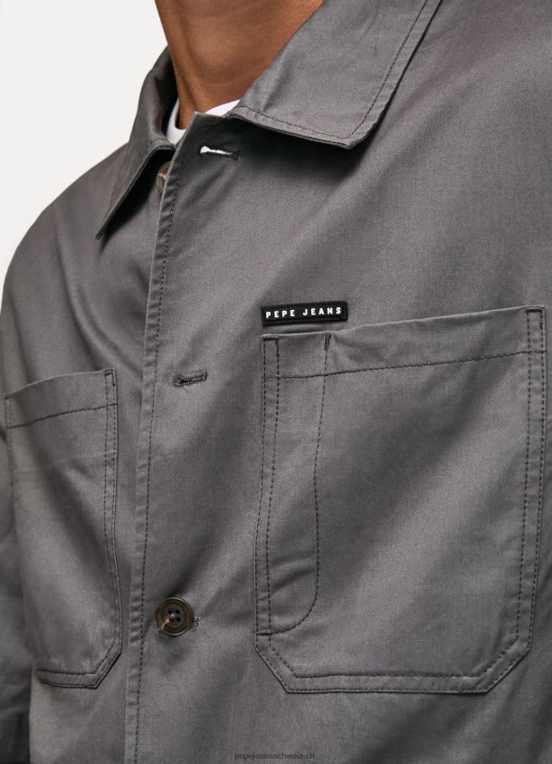 Locker geschnittenes Twill-Überhemd Männer Pepe Jeans schwarz gewaschen 84XH6T1047
