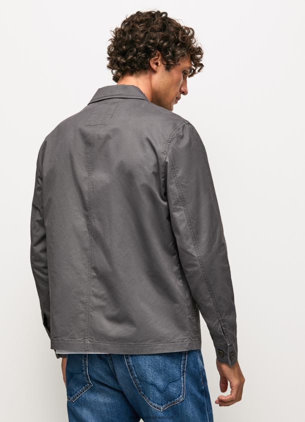 Locker geschnittenes Twill-Überhemd Männer Pepe Jeans schwarz gewaschen 84XH6T1047