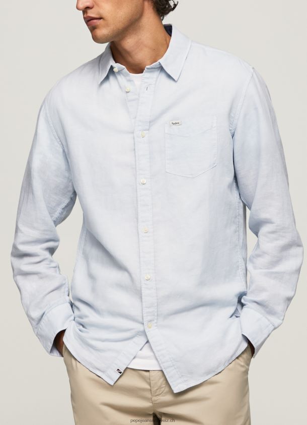 Parker langärmliges Hemd Männer Pepe Jeans blau bleichen 84XH6T1071