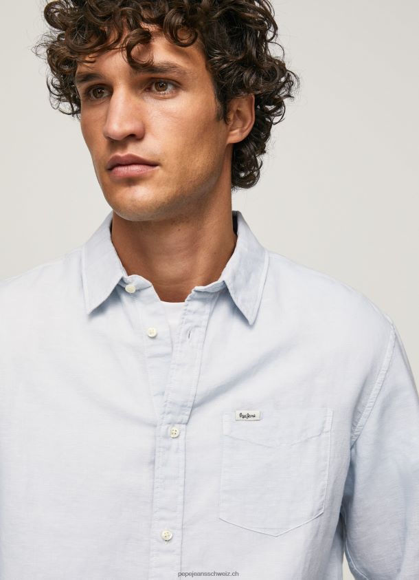 Parker langärmliges Hemd Männer Pepe Jeans blau bleichen 84XH6T1071