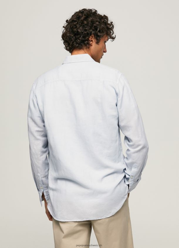 Parker langärmliges Hemd Männer Pepe Jeans blau bleichen 84XH6T1071