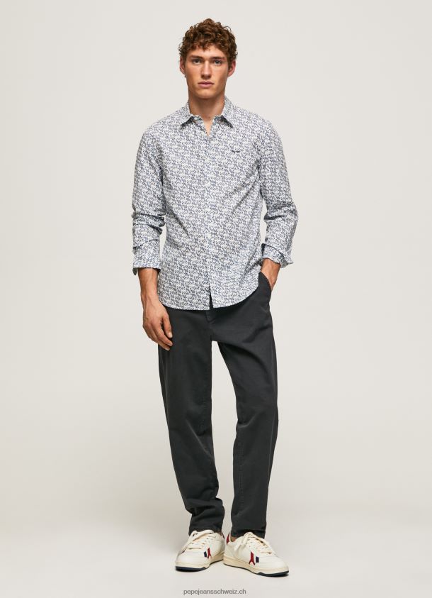 lou schmal geschnittenes Popeline-Hemd Männer Pepe Jeans Weiss 84XH6T1070