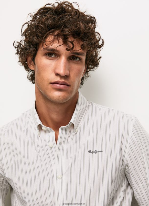 schmal geschnittenes Popeline-Baumwollhemd Männer Pepe Jeans Weiss 84XH6T1022