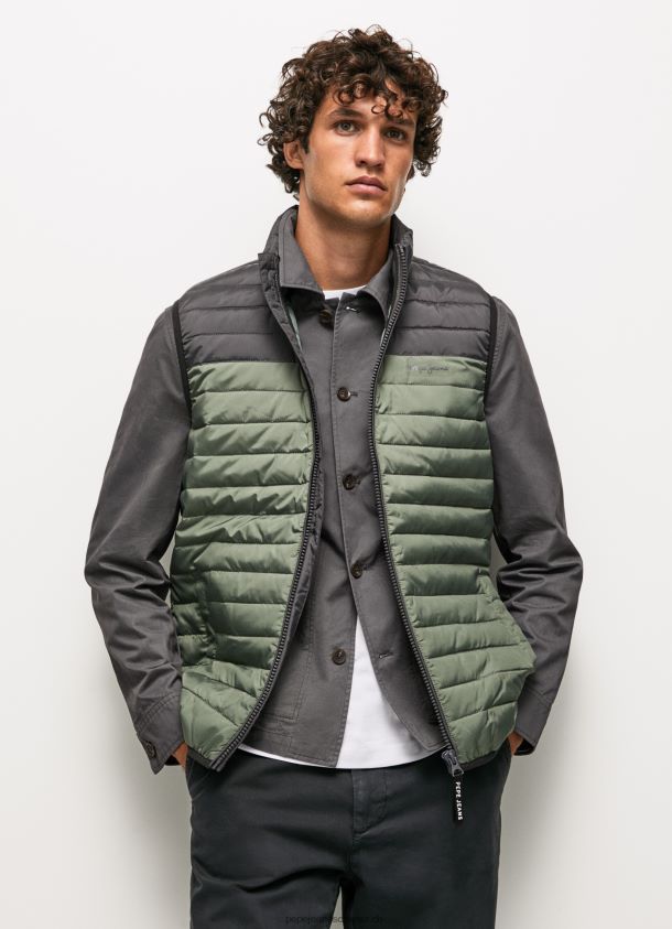 Gefütterte Weste in Farbblöcken Männer Pepe Jeans schwarz gewaschen 84XH6T840