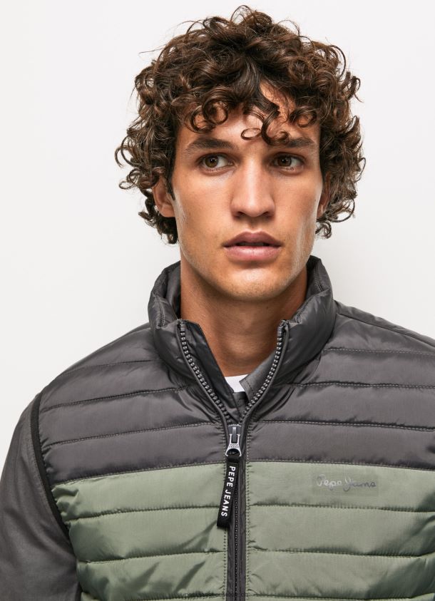 Gefütterte Weste in Farbblöcken Männer Pepe Jeans schwarz gewaschen 84XH6T840