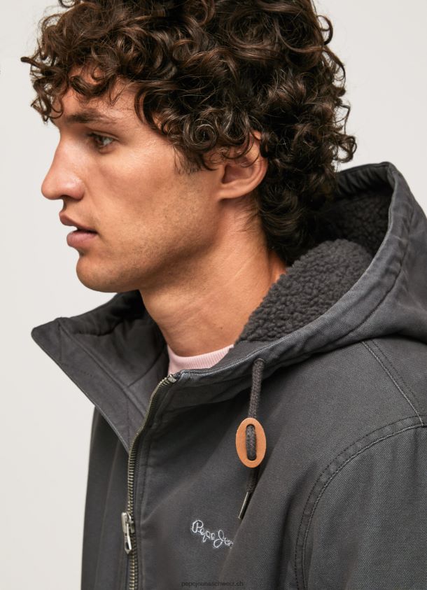 Jacke mit Fleece-Futter Männer Pepe Jeans schwarz gewaschen 84XH6T836