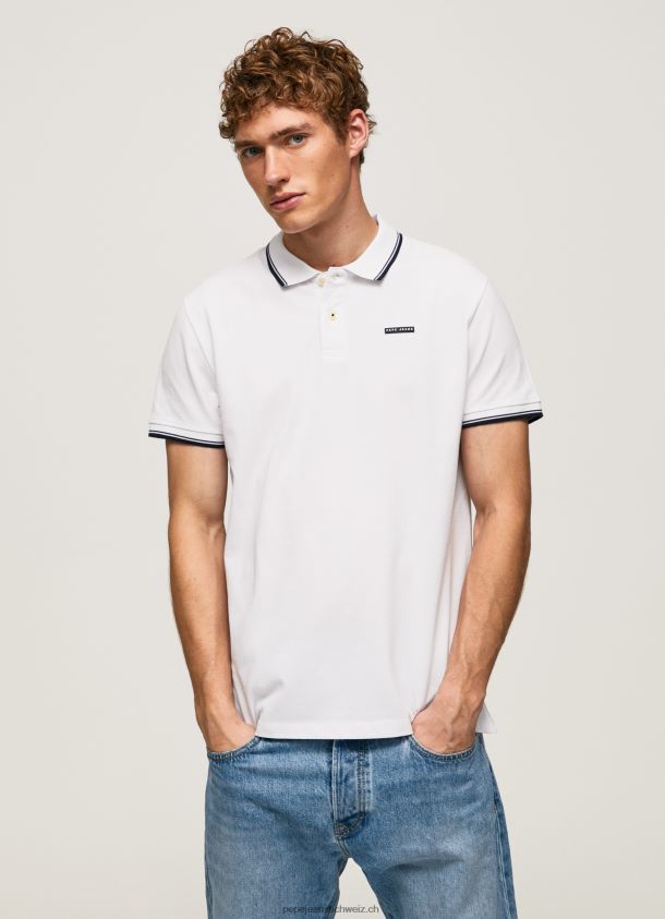 Beschnittenes Poloshirt aus Baumwoll-Piqué Männer Pepe Jeans Weiss 84XH6T1090