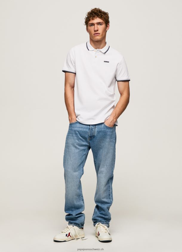 Beschnittenes Poloshirt aus Baumwoll-Piqué Männer Pepe Jeans Weiss 84XH6T1090