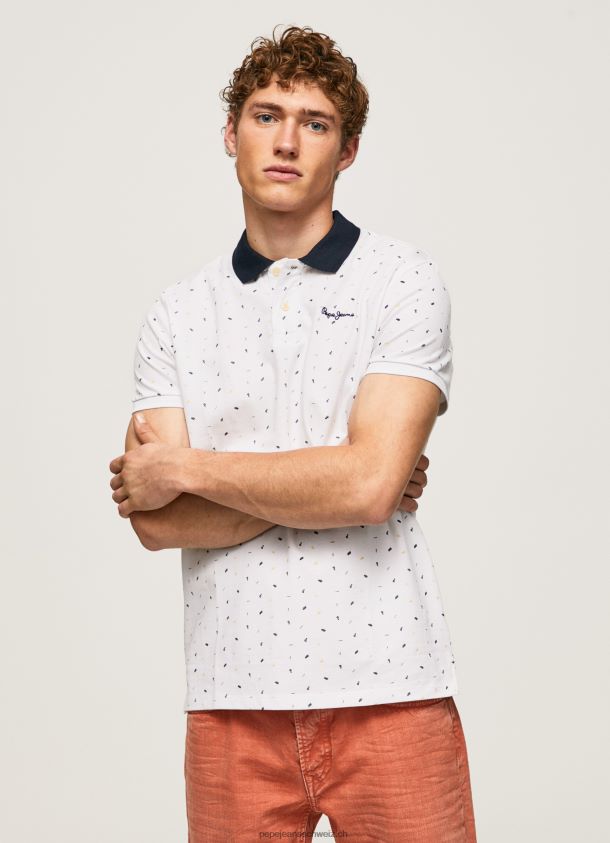 Pique-Poloshirt mit Allover-Print Männer Pepe Jeans Weiss 84XH6T1094