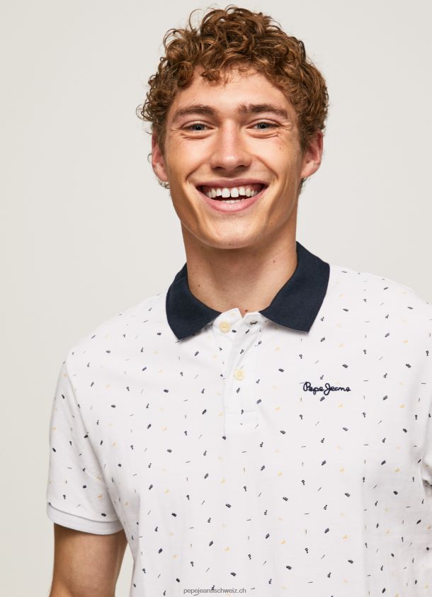 Pique-Poloshirt mit Allover-Print Männer Pepe Jeans Weiss 84XH6T1094