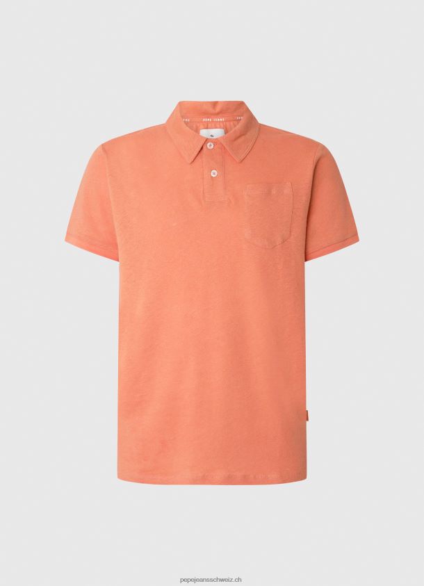 Poloshirt Baumwolle Leinen Männer Pepe Jeans Kürbis orange 84XH6T1088