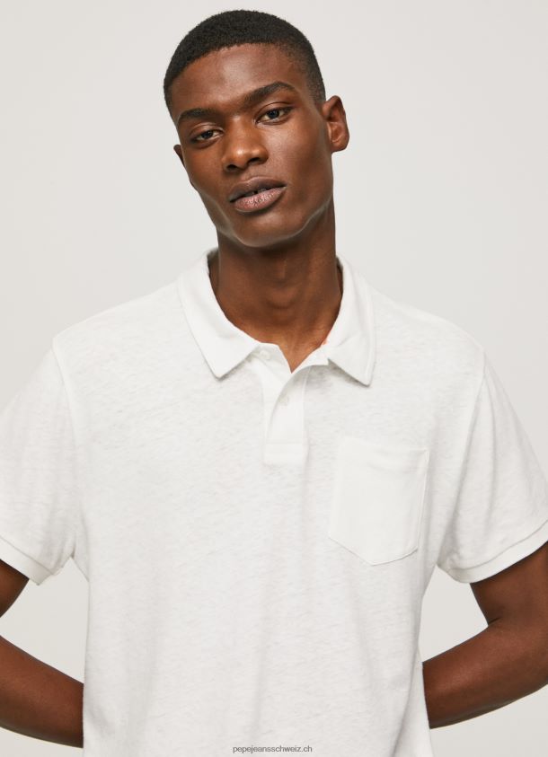 Poloshirt Baumwolle Leinen Männer Pepe Jeans nicht-gerade weiss 84XH6T1089