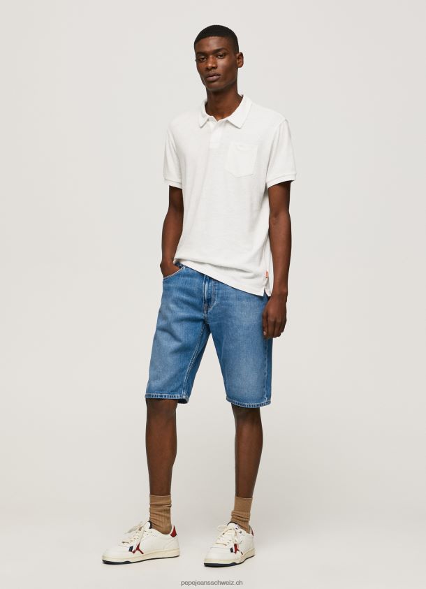 Poloshirt Baumwolle Leinen Männer Pepe Jeans nicht-gerade weiss 84XH6T1089