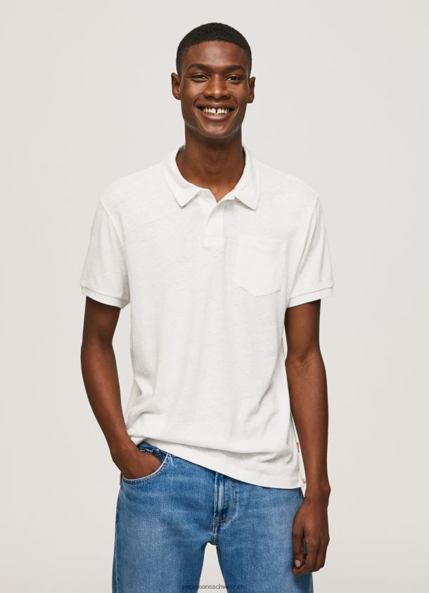Poloshirt Baumwolle Leinen Männer Pepe Jeans nicht-gerade weiss 84XH6T1089