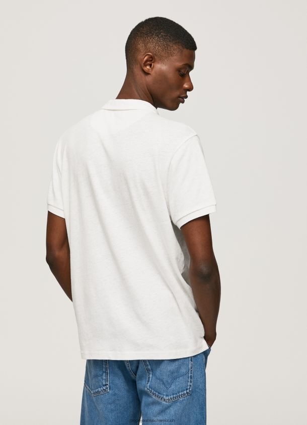 Poloshirt Baumwolle Leinen Männer Pepe Jeans nicht-gerade weiss 84XH6T1089