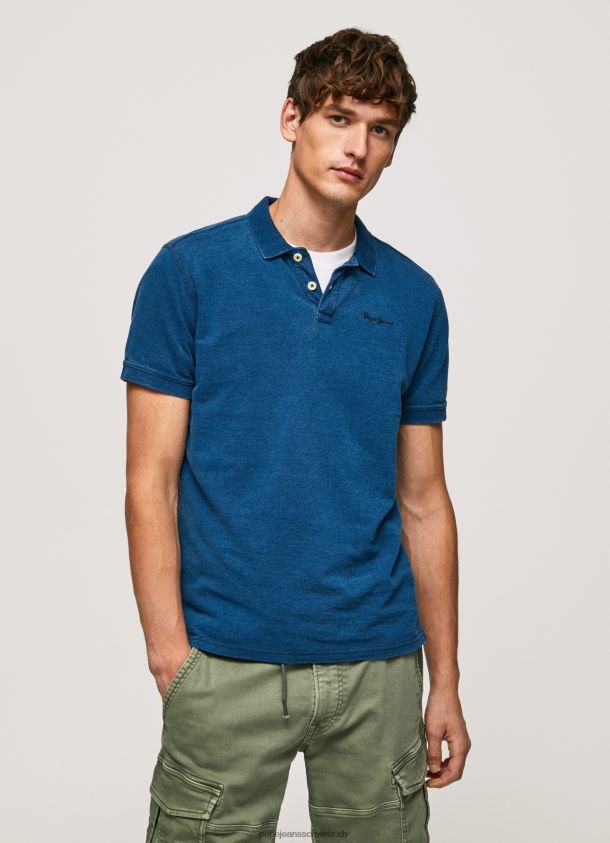 Poloshirt aus Baumwolle mit Used-Effekt Männer Pepe Jeans Indigo 84XH6T1079