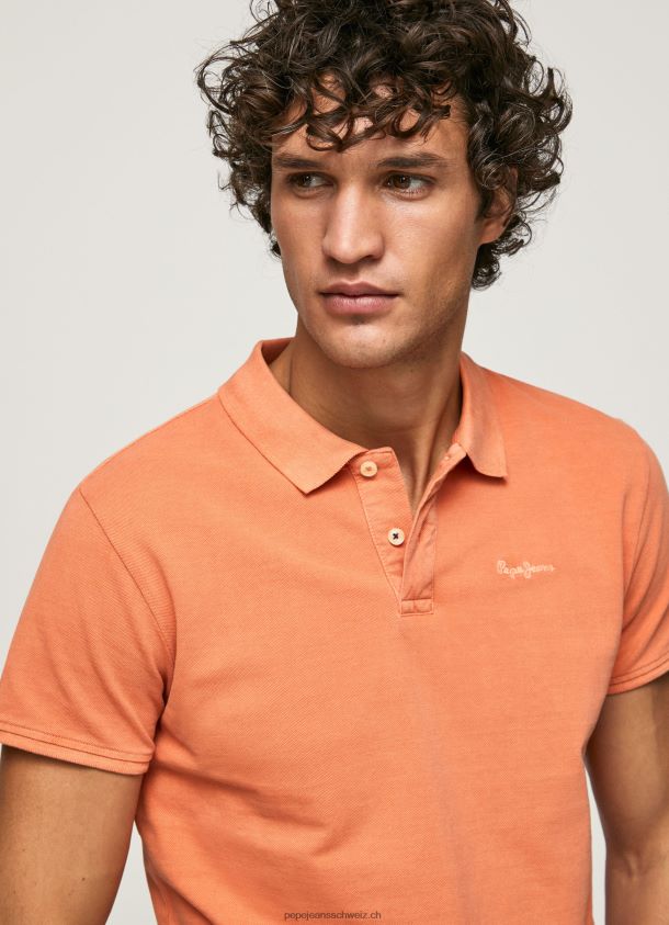 gesticktes Pikee-Poloshirt mit Logo Männer Pepe Jeans Kürbis orange 84XH6T1095
