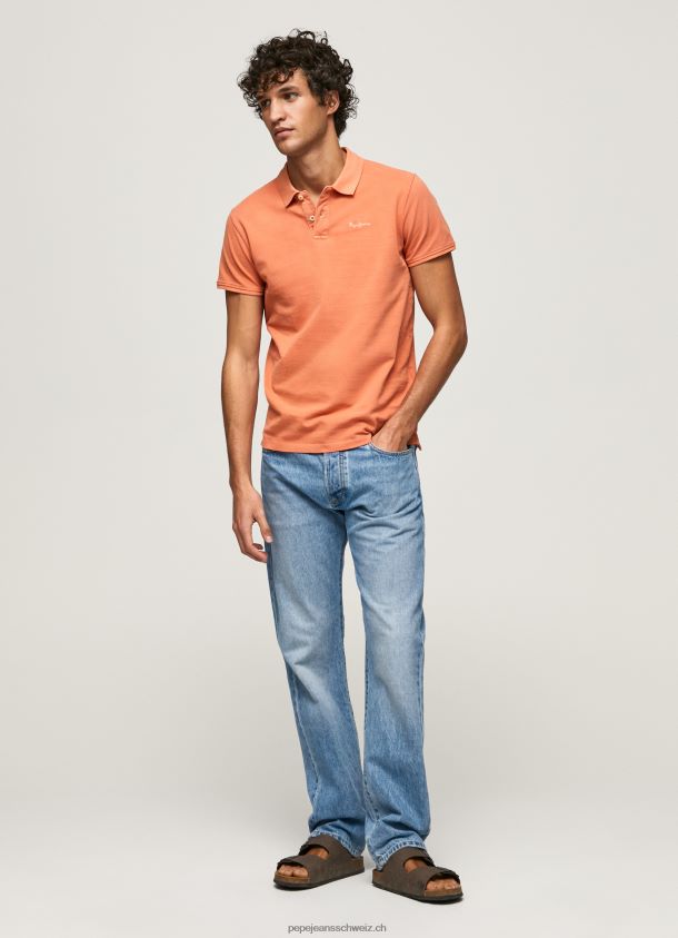 gesticktes Pikee-Poloshirt mit Logo Männer Pepe Jeans Kürbis orange 84XH6T1095