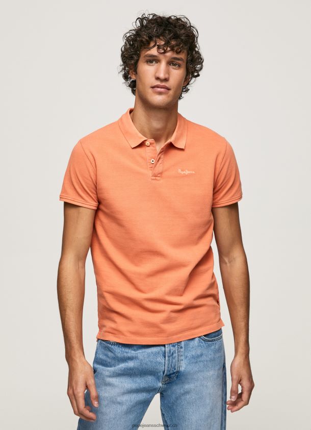 gesticktes Pikee-Poloshirt mit Logo Männer Pepe Jeans Kürbis orange 84XH6T1095