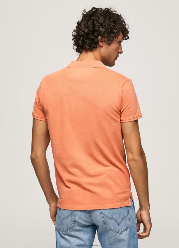 gesticktes Pikee-Poloshirt mit Logo Männer Pepe Jeans Kürbis orange 84XH6T1095