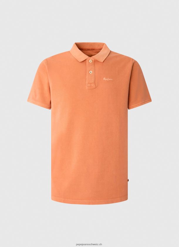 gesticktes Pikee-Poloshirt mit Logo Männer Pepe Jeans Kürbis orange 84XH6T1095