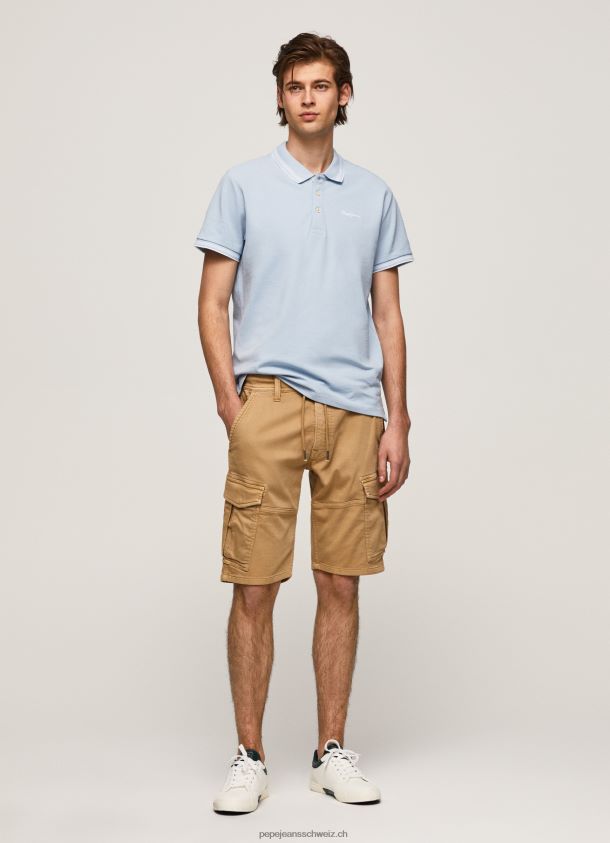 gesticktes Pikee-Poloshirt mit Logo Männer Pepe Jeans blau bleichen 84XH6T1080