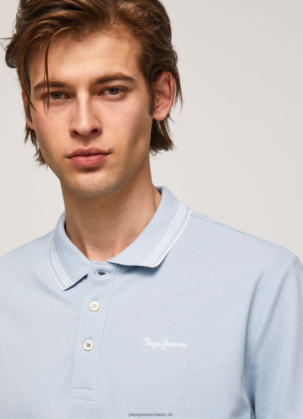 gesticktes Pikee-Poloshirt mit Logo Männer Pepe Jeans blau bleichen 84XH6T1080