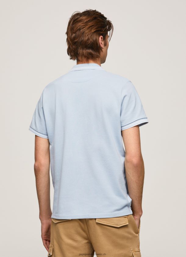 gesticktes Pikee-Poloshirt mit Logo Männer Pepe Jeans blau bleichen 84XH6T1080