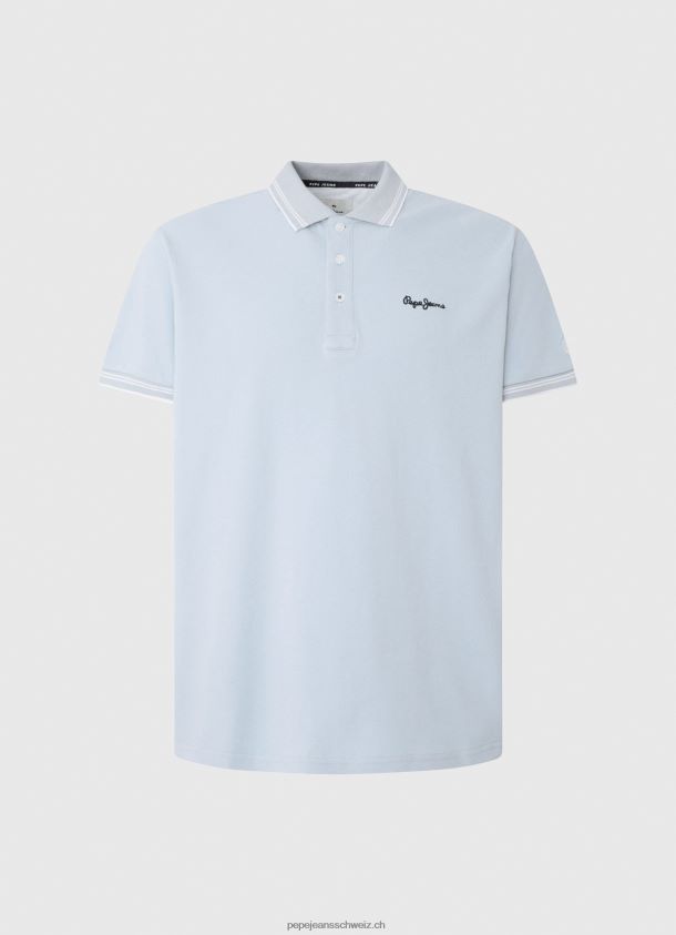 gesticktes Pikee-Poloshirt mit Logo Männer Pepe Jeans blau bleichen 84XH6T1080