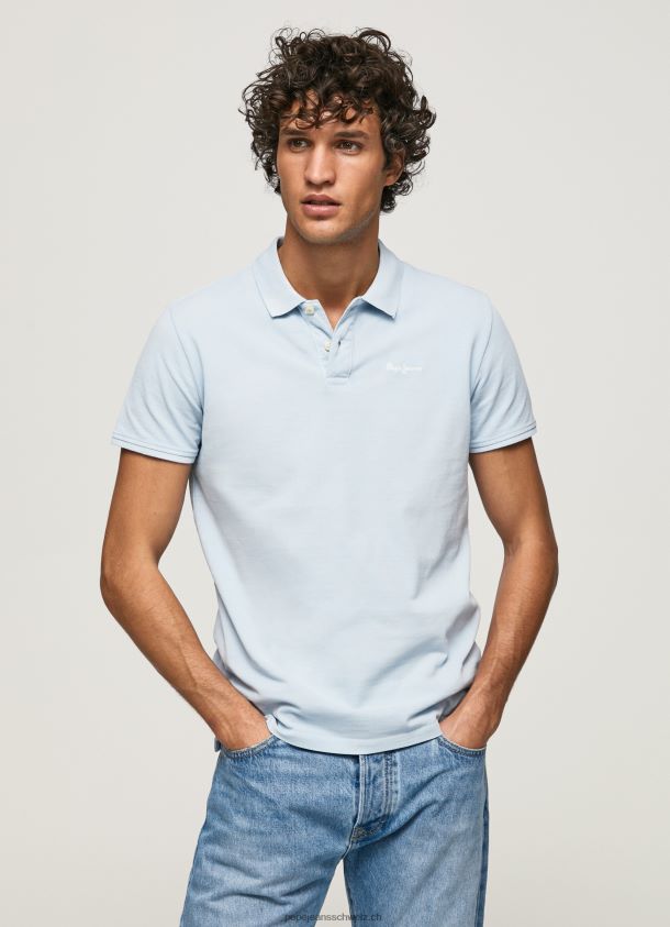 gesticktes Pikee-Poloshirt mit Logo Männer Pepe Jeans blau bleichen 84XH6T1096