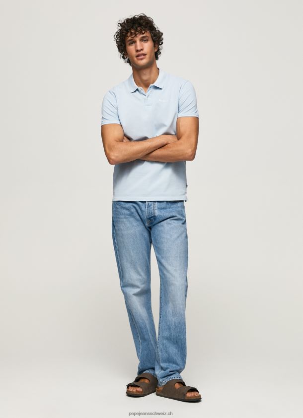 gesticktes Pikee-Poloshirt mit Logo Männer Pepe Jeans blau bleichen 84XH6T1096