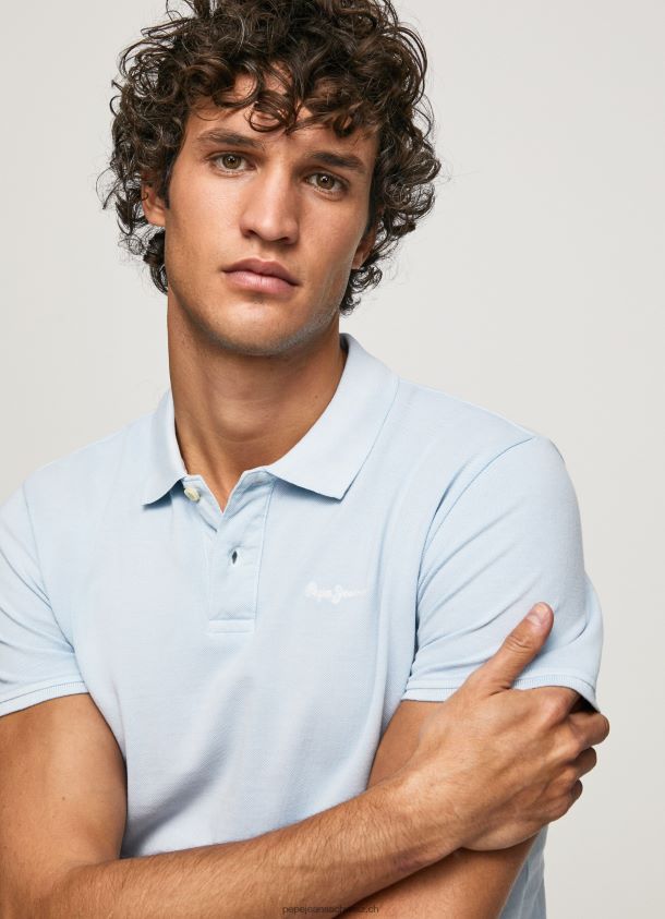 gesticktes Pikee-Poloshirt mit Logo Männer Pepe Jeans blau bleichen 84XH6T1096