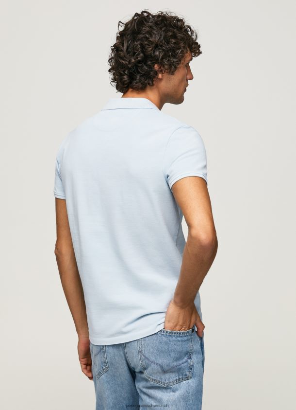 gesticktes Pikee-Poloshirt mit Logo Männer Pepe Jeans blau bleichen 84XH6T1096
