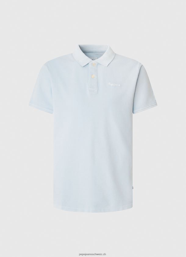 gesticktes Pikee-Poloshirt mit Logo Männer Pepe Jeans blau bleichen 84XH6T1096
