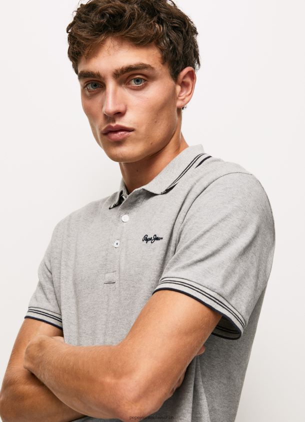 gesticktes Pikee-Poloshirt mit Logo Männer Pepe Jeans grau meliert 84XH6T1077