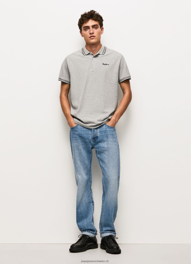 gesticktes Pikee-Poloshirt mit Logo Männer Pepe Jeans grau meliert 84XH6T1077