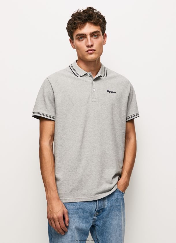 gesticktes Pikee-Poloshirt mit Logo Männer Pepe Jeans grau meliert 84XH6T1077