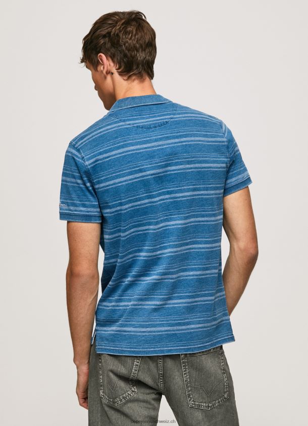 gestreiftes Poloshirt aus bedruckter Baumwolle Männer Pepe Jeans Indigo 84XH6T1083
