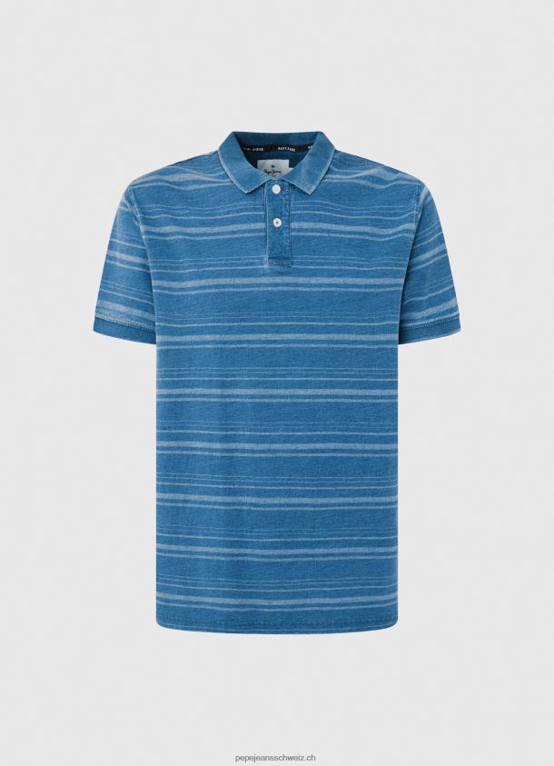 gestreiftes Poloshirt aus bedruckter Baumwolle Männer Pepe Jeans Indigo 84XH6T1083